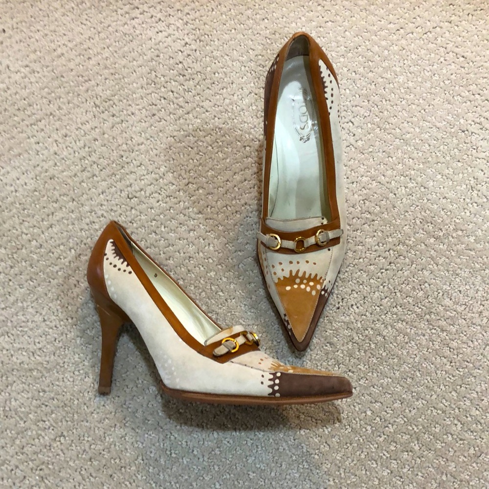Tod’s Italian Leather Printed Heels